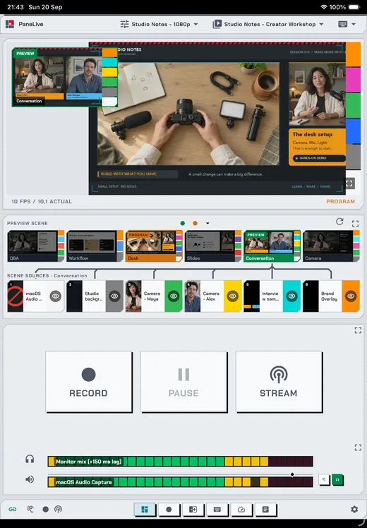 PaneLive Dashboard in the Cyberpunk Platinum theme on a tablet.