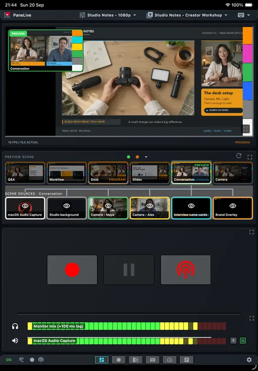 PaneLive Dashboard in the Prototype theme on a tablet.