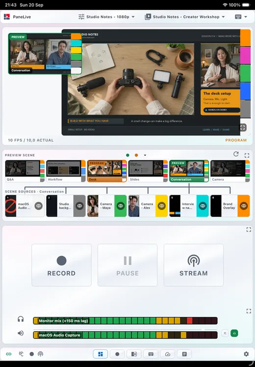 PaneLive Dashboard in the Stardust theme on a tablet.