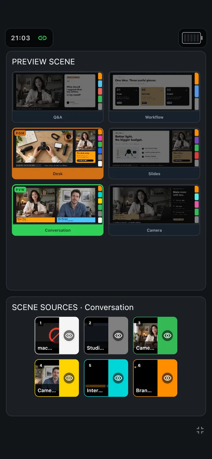 Scene solo in PaneLive on iPhone in portrait.