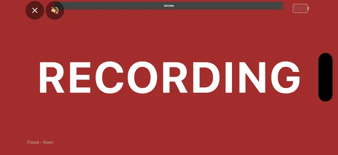Flood tally with a red RECORDING door display in PaneLive on an iPhone in landscape.