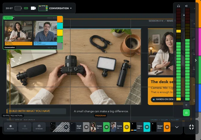 Fullscreen monitor in PaneLive on iPad Air in landscape.