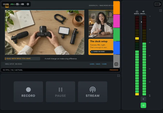 Recording deck in PaneLive on iPad Air in landscape.