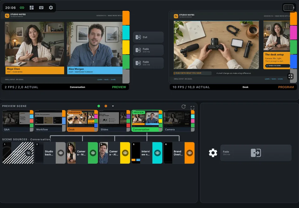PaneLive Composition deck on an iPad in landscape.